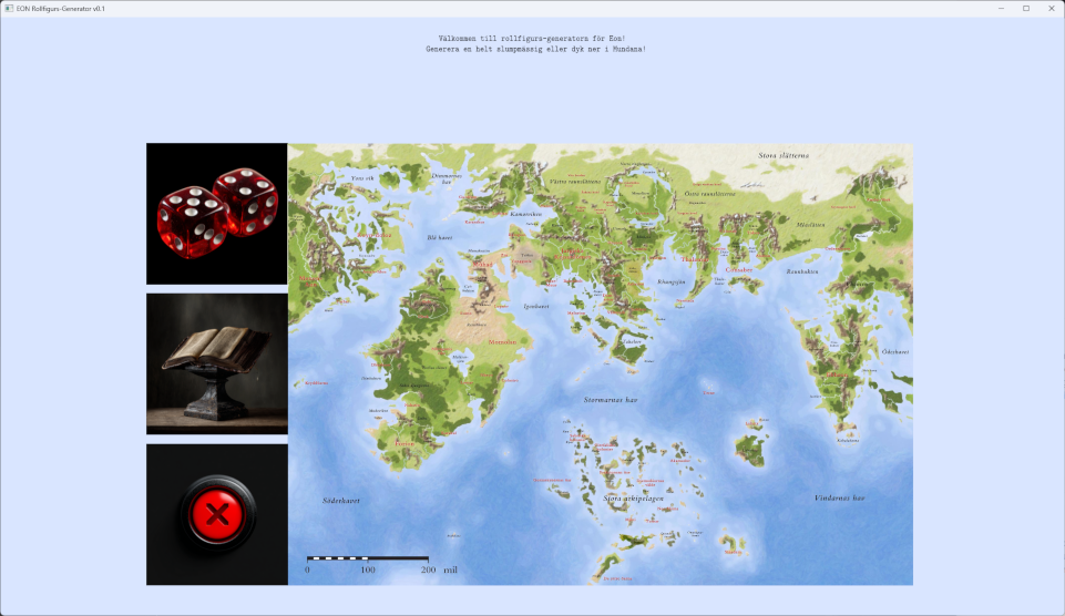 Big map flanked by three small images